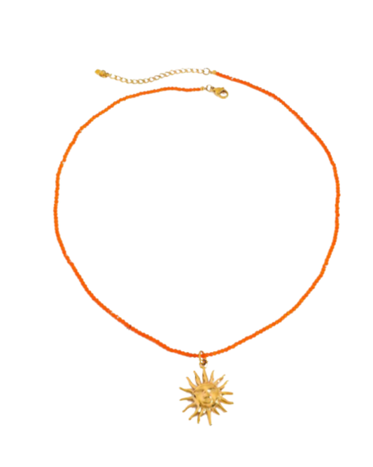 Sunset Coral Beaded Necklace